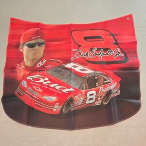 VTG NASCAR Dale Jr #8 Budweiser Hood Shaped Flag-Xmas Ornament-Glass-Key Ring